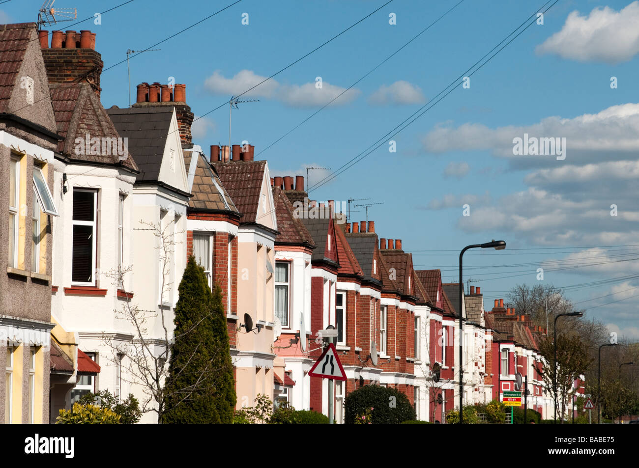 Row of terraced houses in Haringey, London, England, UK Stock Photo