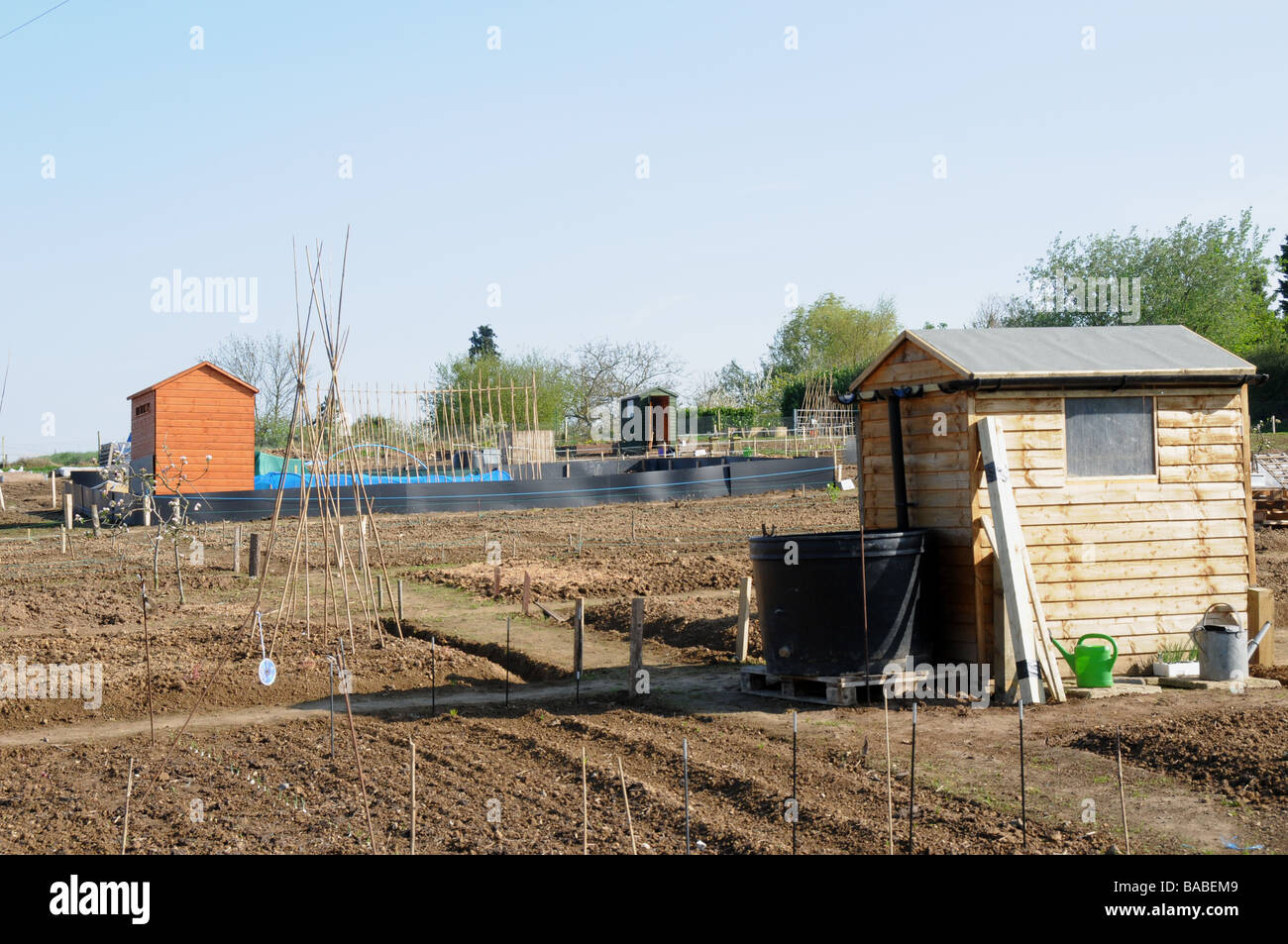 New allotments at Greenway Fruit Farm, Herstmonceux, East Sussex. Stock Photo
