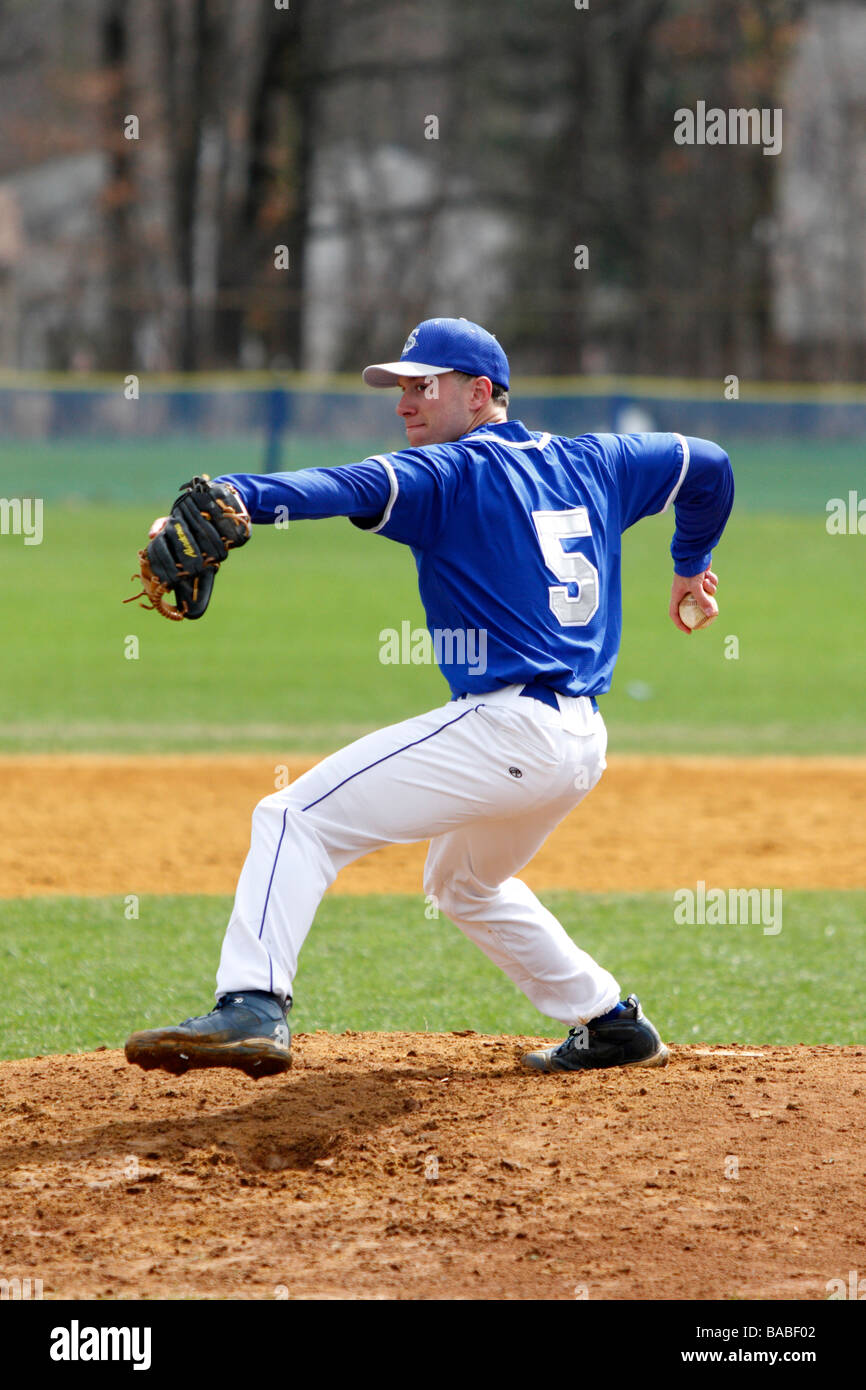 Baseball pitcher about to throw the ball Stock Photo