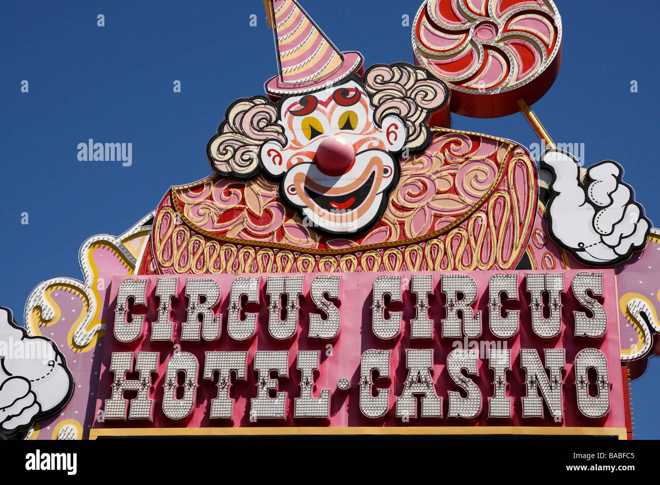 circus circus hotel and casino sign las vegas boulevard know as the strip nevada usa Stock Photo