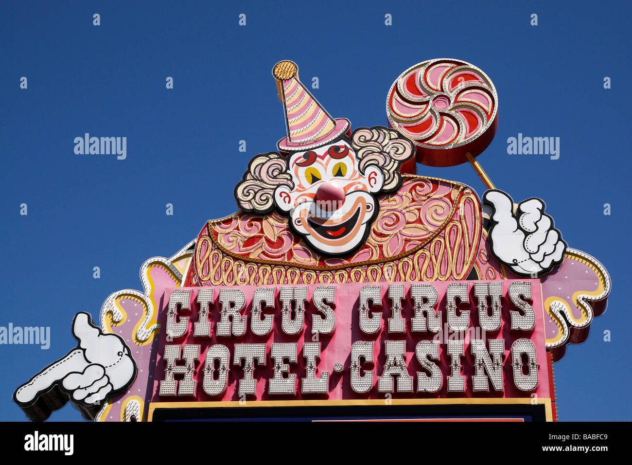circus circus hotel and casino sign las vegas boulevard know as the strip nevada usa Stock Photo