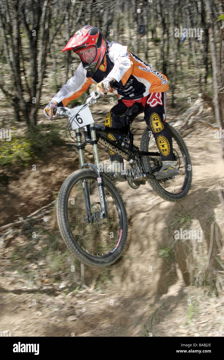 Competitor in downhill Mountain Bike race in Adelaide Australia Stock Photo  - Alamy