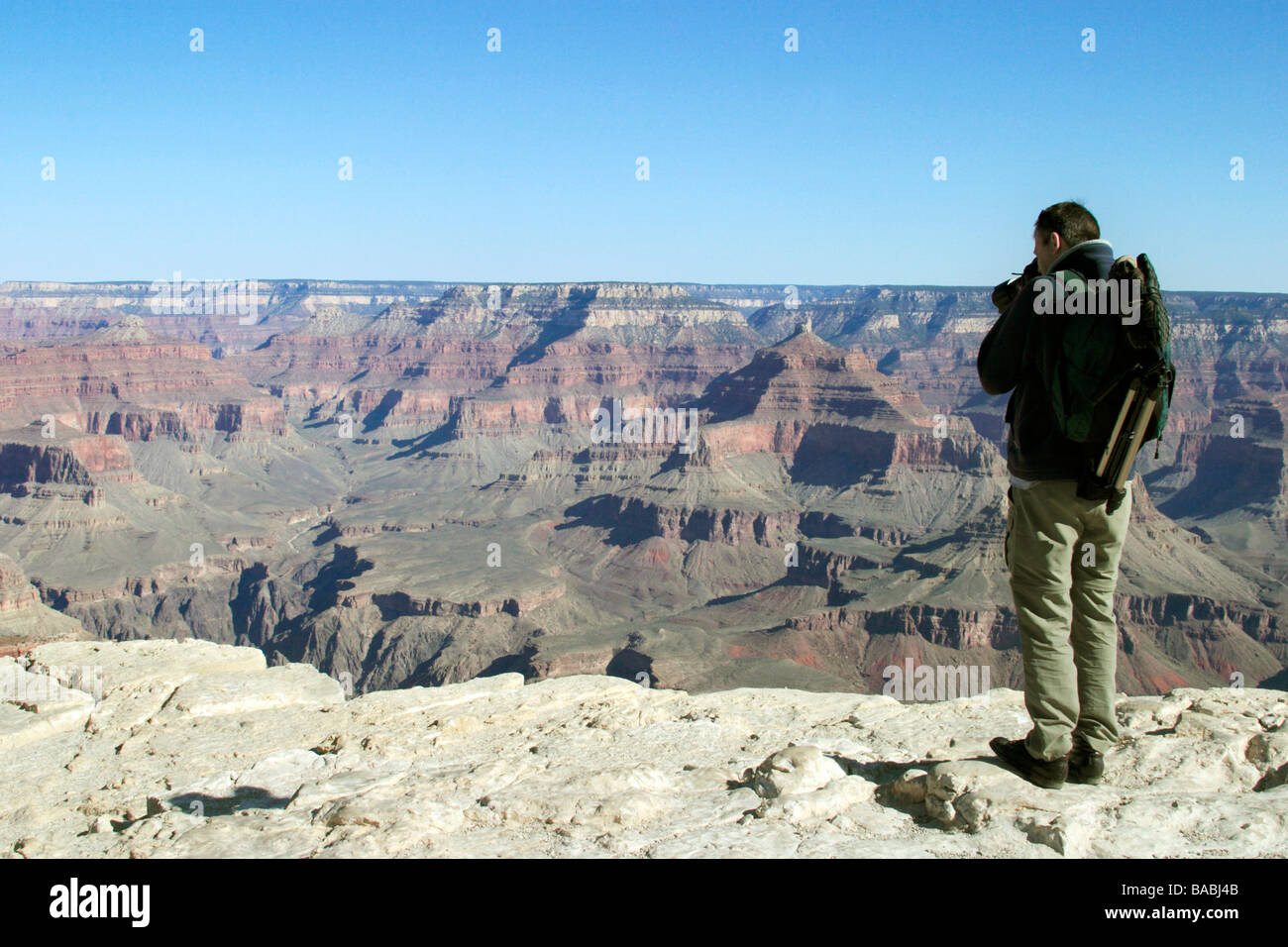 Photographer at South Rim of Grand Canyon in Arizona USA Stock Photo