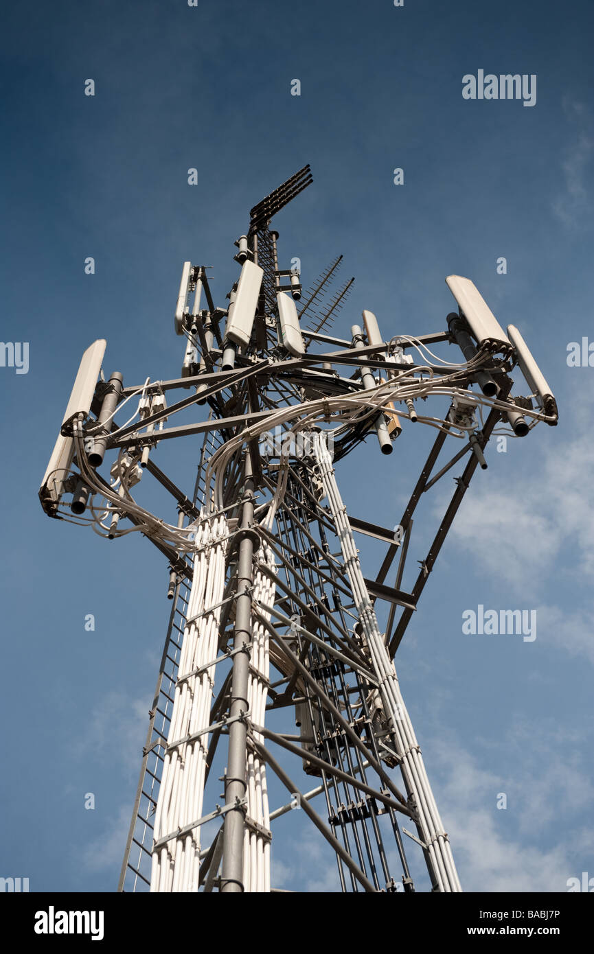 mobile phone transmitter mast  antennae Stock Photo