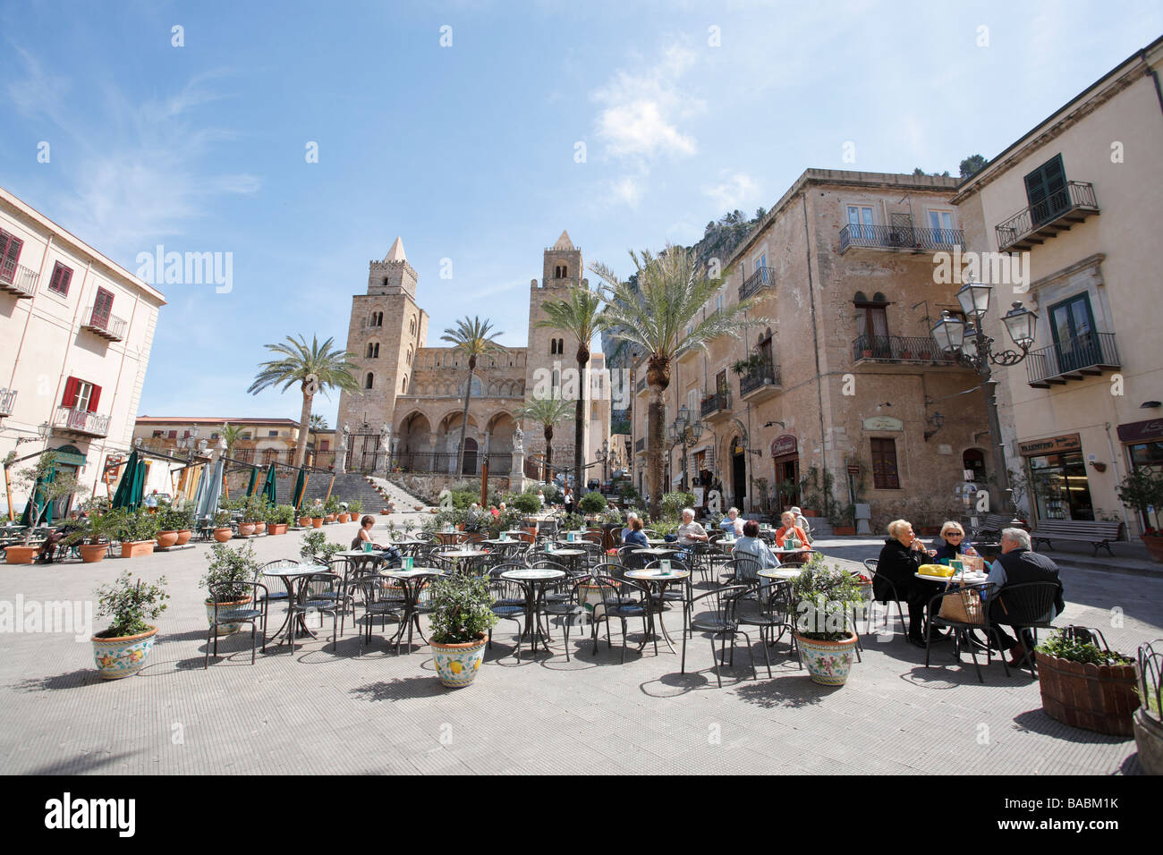 Duomo Square, Cefalu, Sicily, Italy Stock Photo