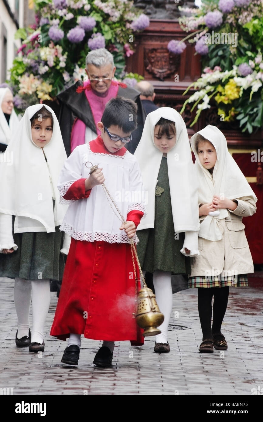 semana santa procession in Las Palmas on Gran Canaria in The Canary islands Stock Photo