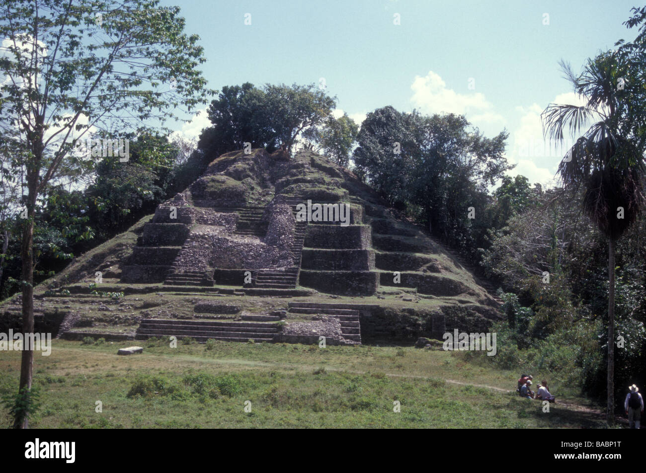 Mayan pyramid at the ruins of Lamanai, Belize Stock Photo