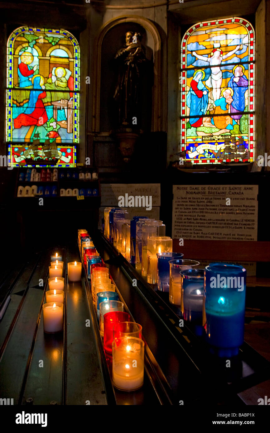 Honfleur church candles Stock Photo