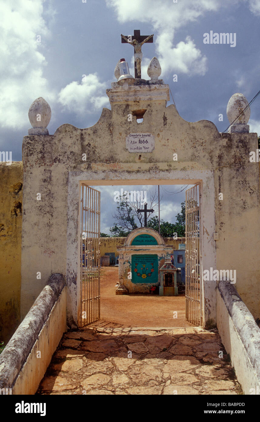 Entrance to Cementerio Hoctun, a Mayan cemetery near Merida, Yucatan ...
