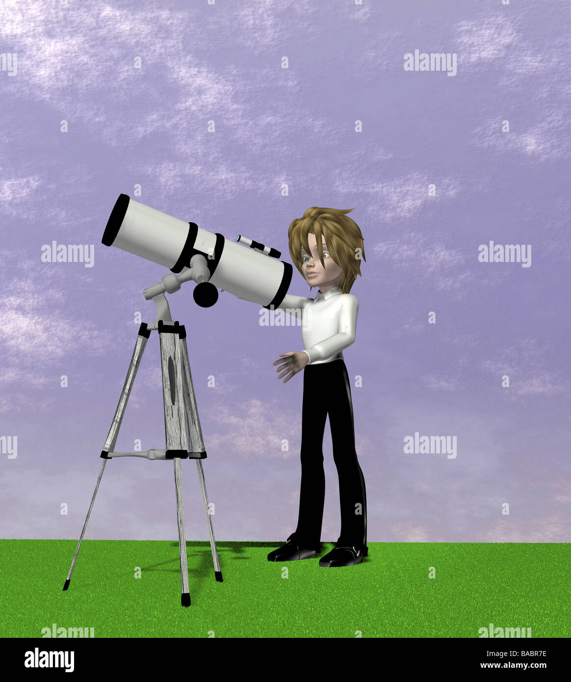 man with teleskope Stock Photo