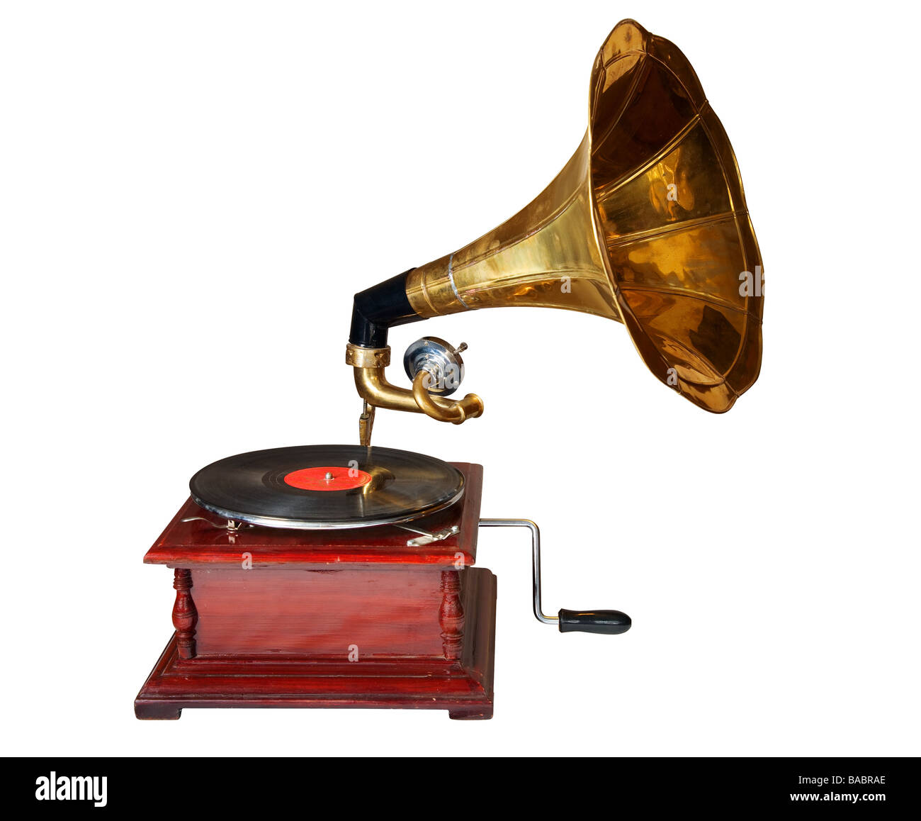 Old fashioned gramophone isolated on white background Stock Photo
