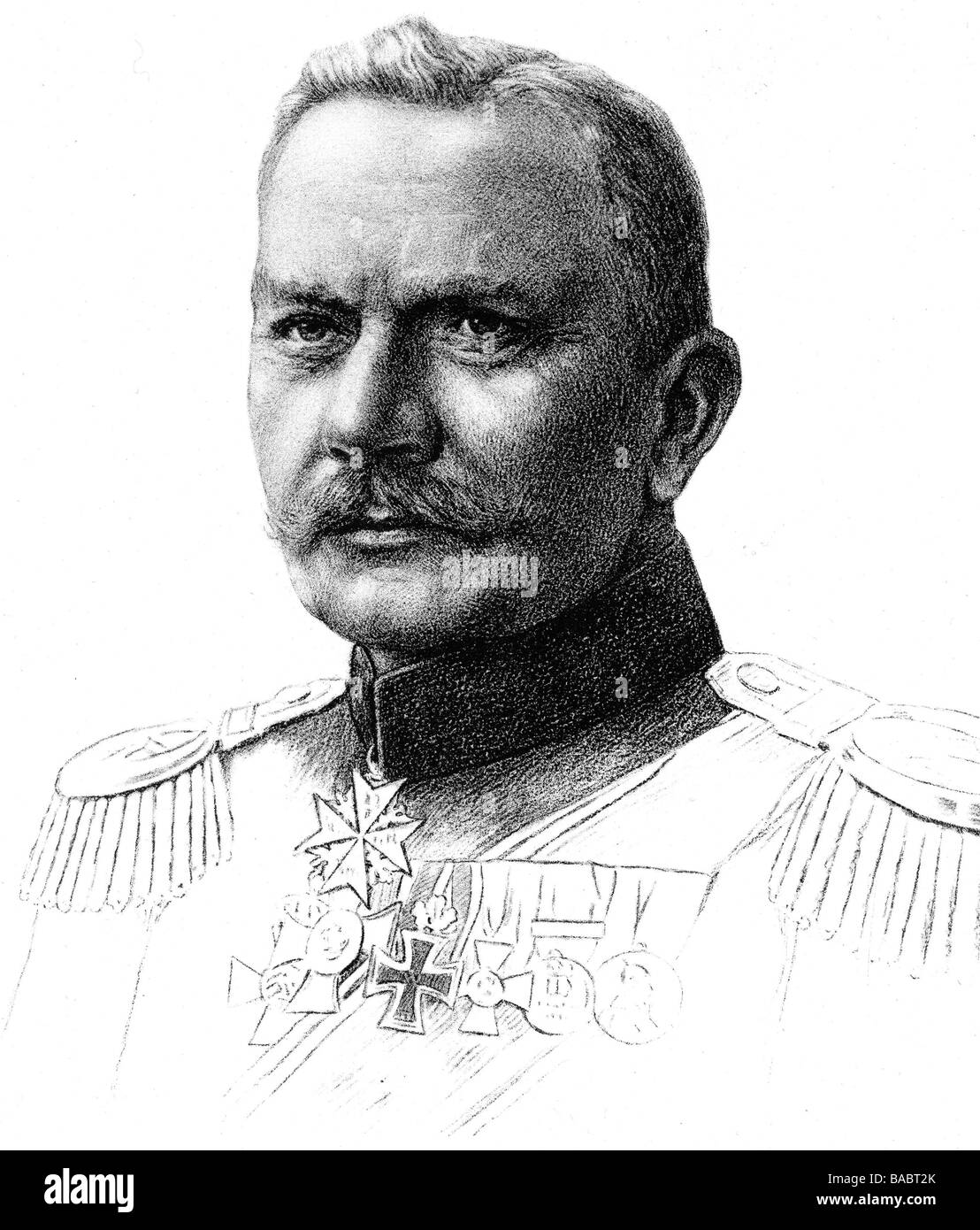 Emmich, Otto von, 4.8.1848 - 22.12.1915, German general, commander of the X Army Corps 1914 - 1915, portrait, etching, 1914, Stock Photo