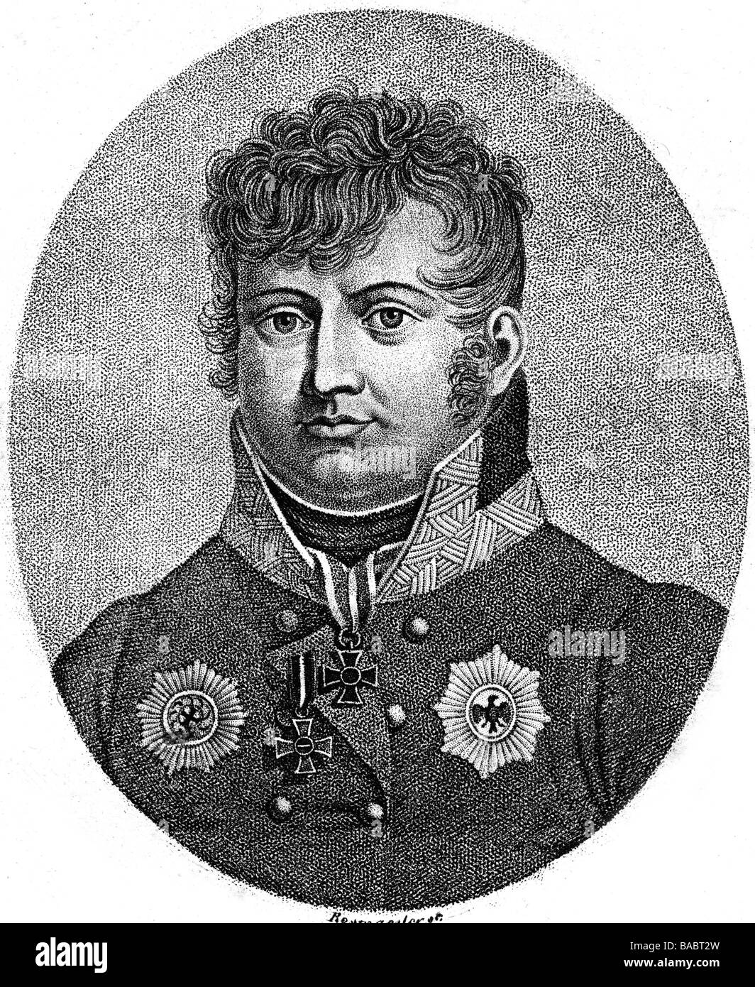 Bubna und Littiz, Ferdinand Count of, 26.11.1768 - 6.6.1825, Austrian general and diplomat, portrait, copper engraving by Rosmaesler, 19th century, , Artist's Copyright has not to be cleared Stock Photo