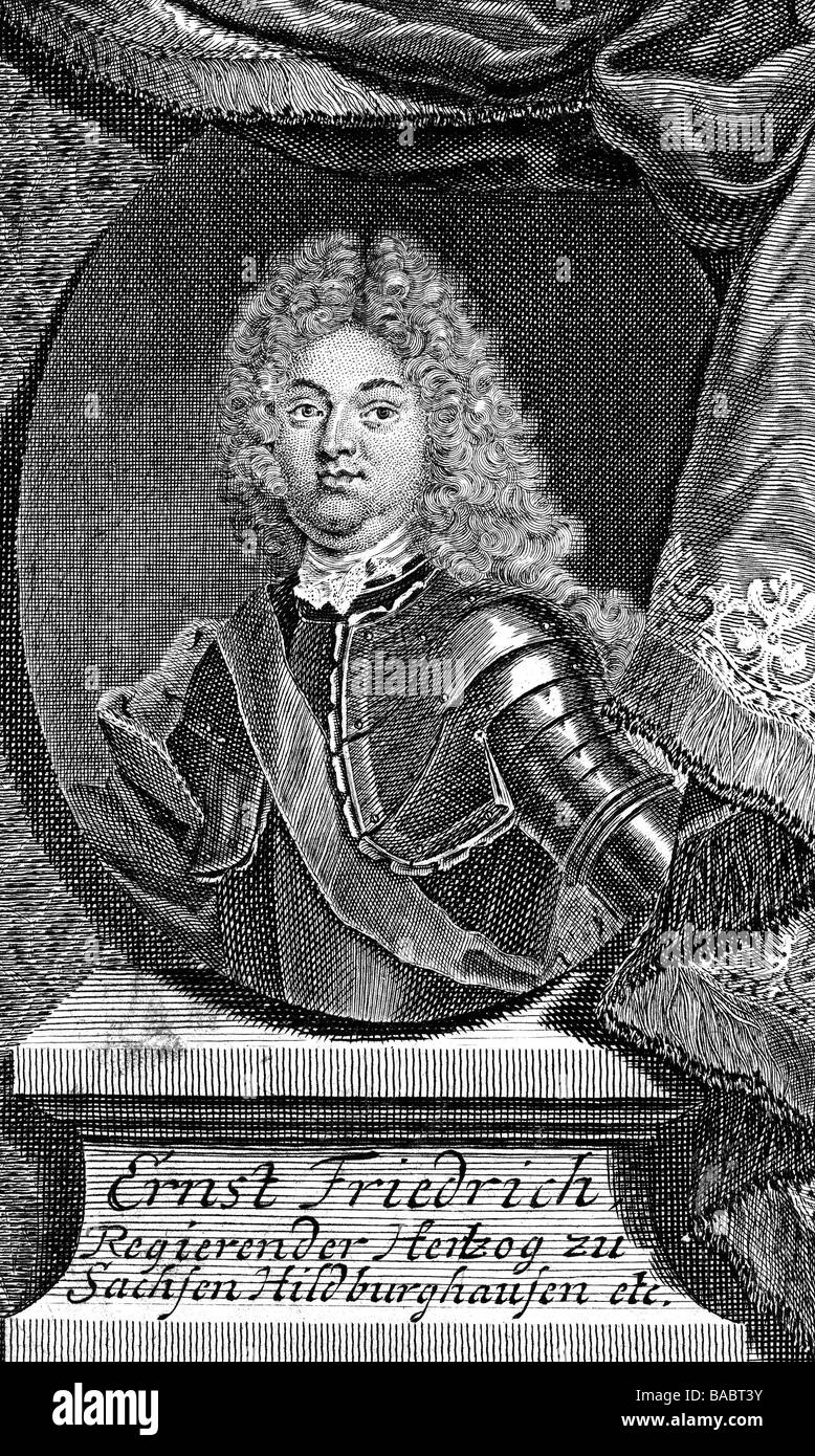 Ernest Frederick I, 21.8.1681 - 9.3.1724, Duke of Saxe-Hildburghausen 1715 - 1724, portrait, contemporaneous copper engraving, 18th century, Artist's Copyright has not to be cleared Stock Photo