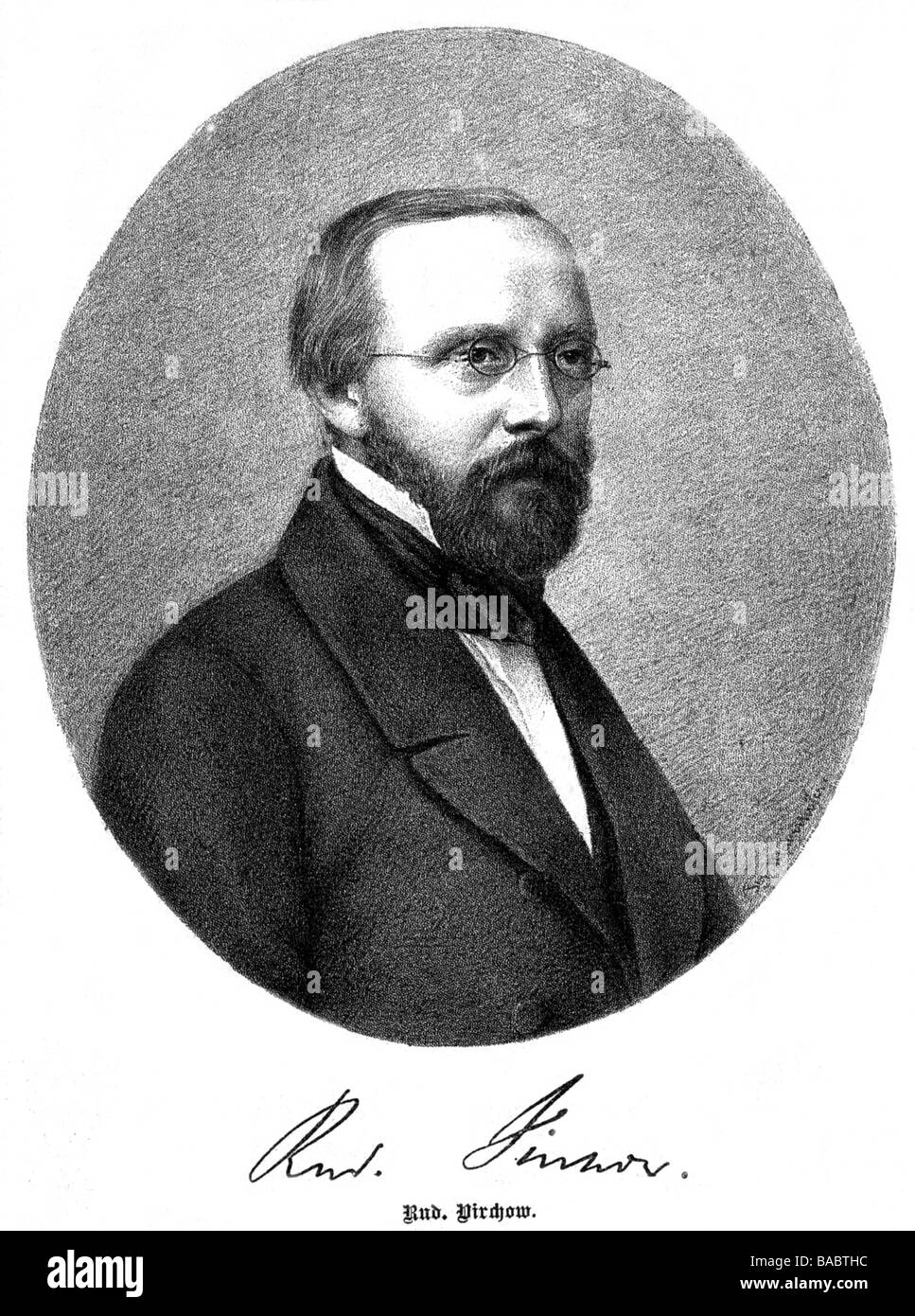 Virchow, Rudolf, 13.10.1821 - 5.9.1902, German physician, pathologist, portrait, circa 1855, after lithograph, Berlin, Germany, Stock Photo