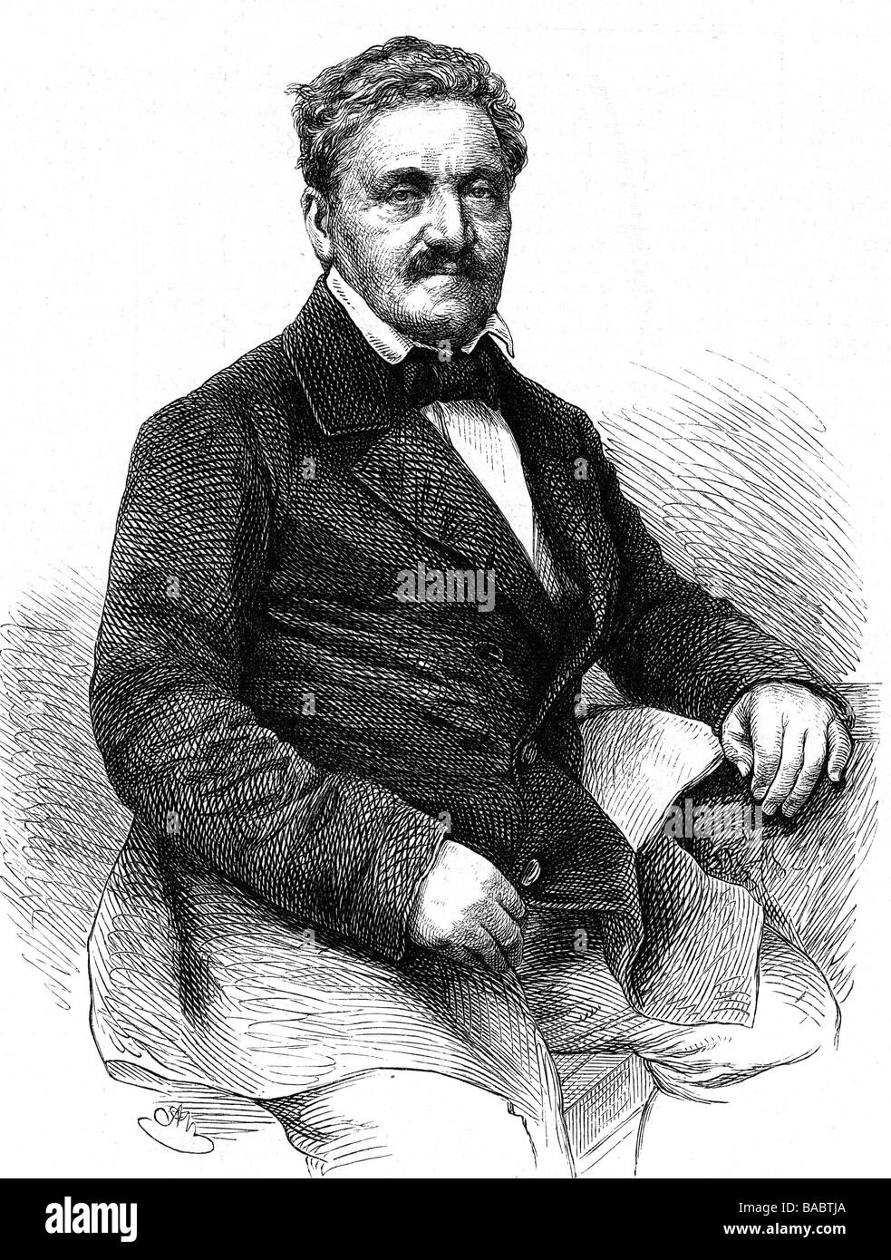 Fallmerayer, Jakob Philipp, 10.12.1790 - 26.4.1861, German historian, half length, wood engraving by Adolf Neumann (1825 - 1884), 1861, after photo by Franz Hanfstaengl, Stock Photo