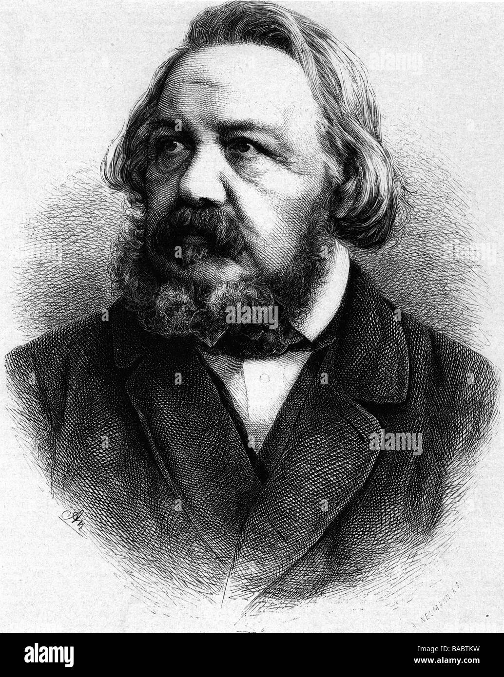 Freiligrath, Ferdinand, 17.6 1810 - 18.3.1876, German poet, portrait, wood engraving by Adolf Neumann (1825 - 1884), after photo by Buchner, 19th century, Stock Photo