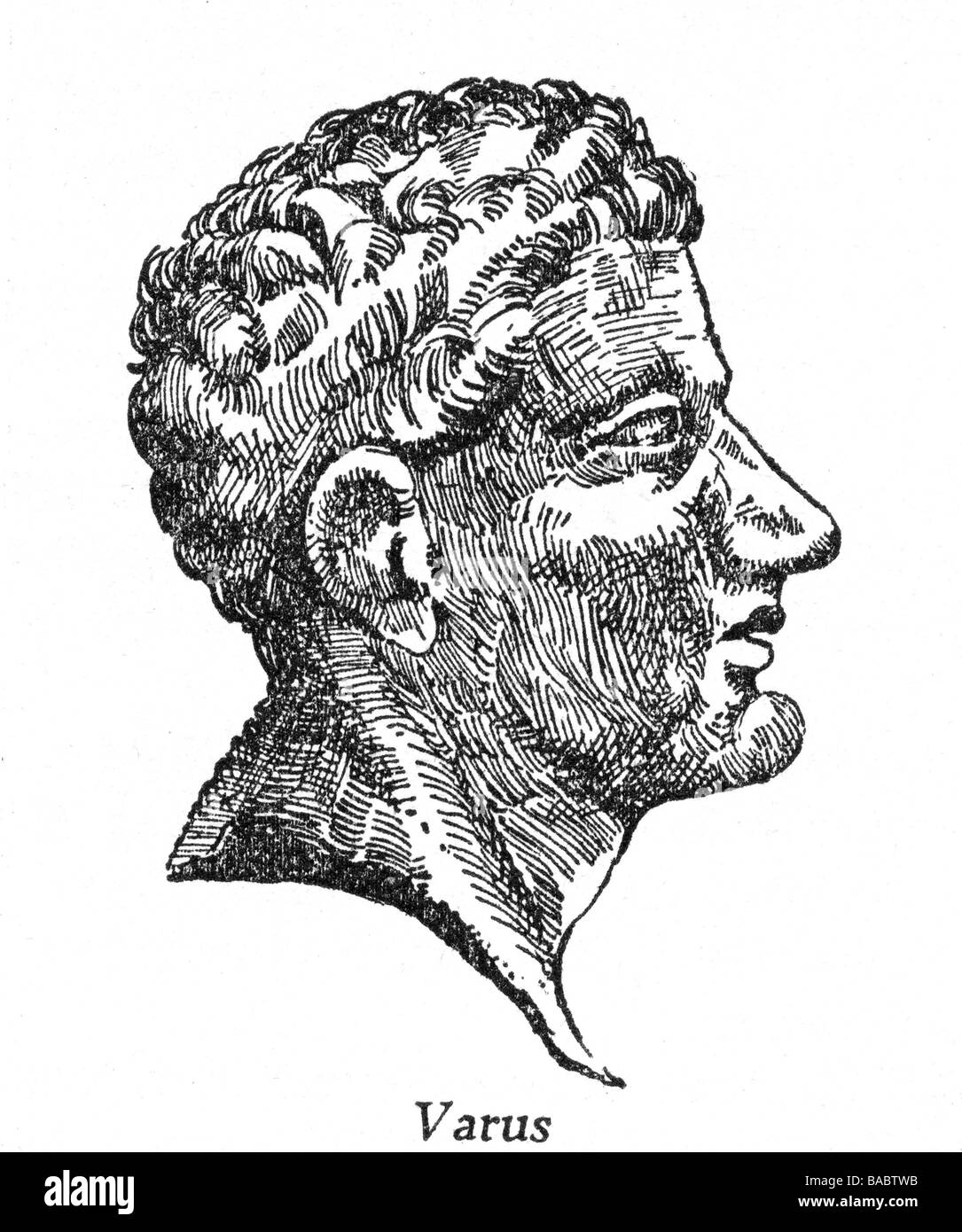 Varus, Publius Quinctilius, circa 46 BC - 9 AD, Roman general and politician, portrait, drawing after coin from Syria, , Stock Photo