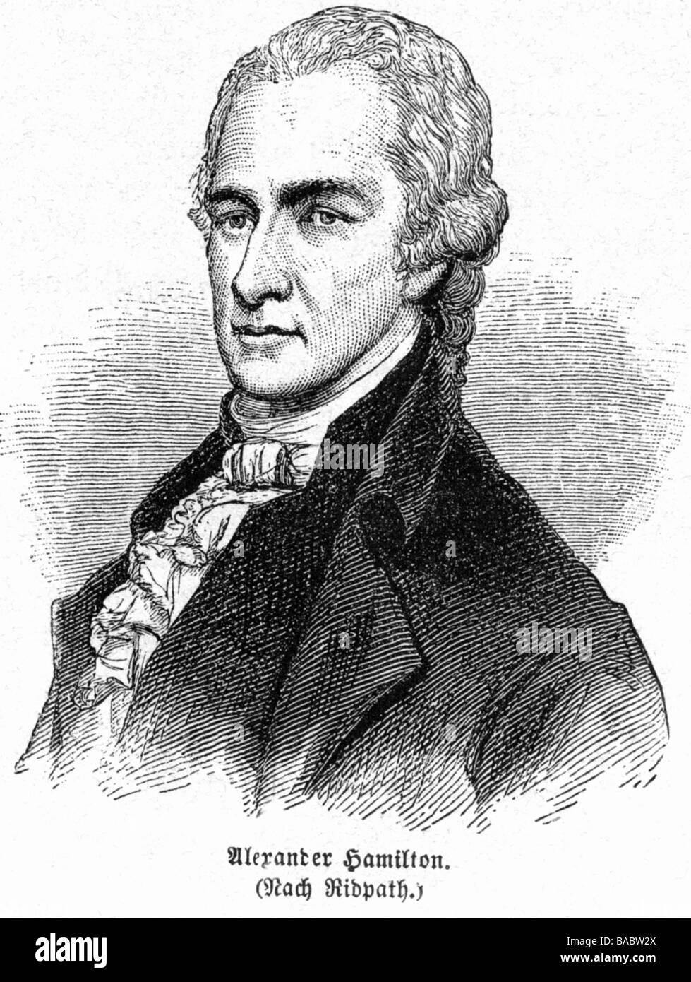 Hamilton, Alexander, 11.1.1755 - 12.7.1804, American politician, portrait, wood engraving, 19th century, , Stock Photo