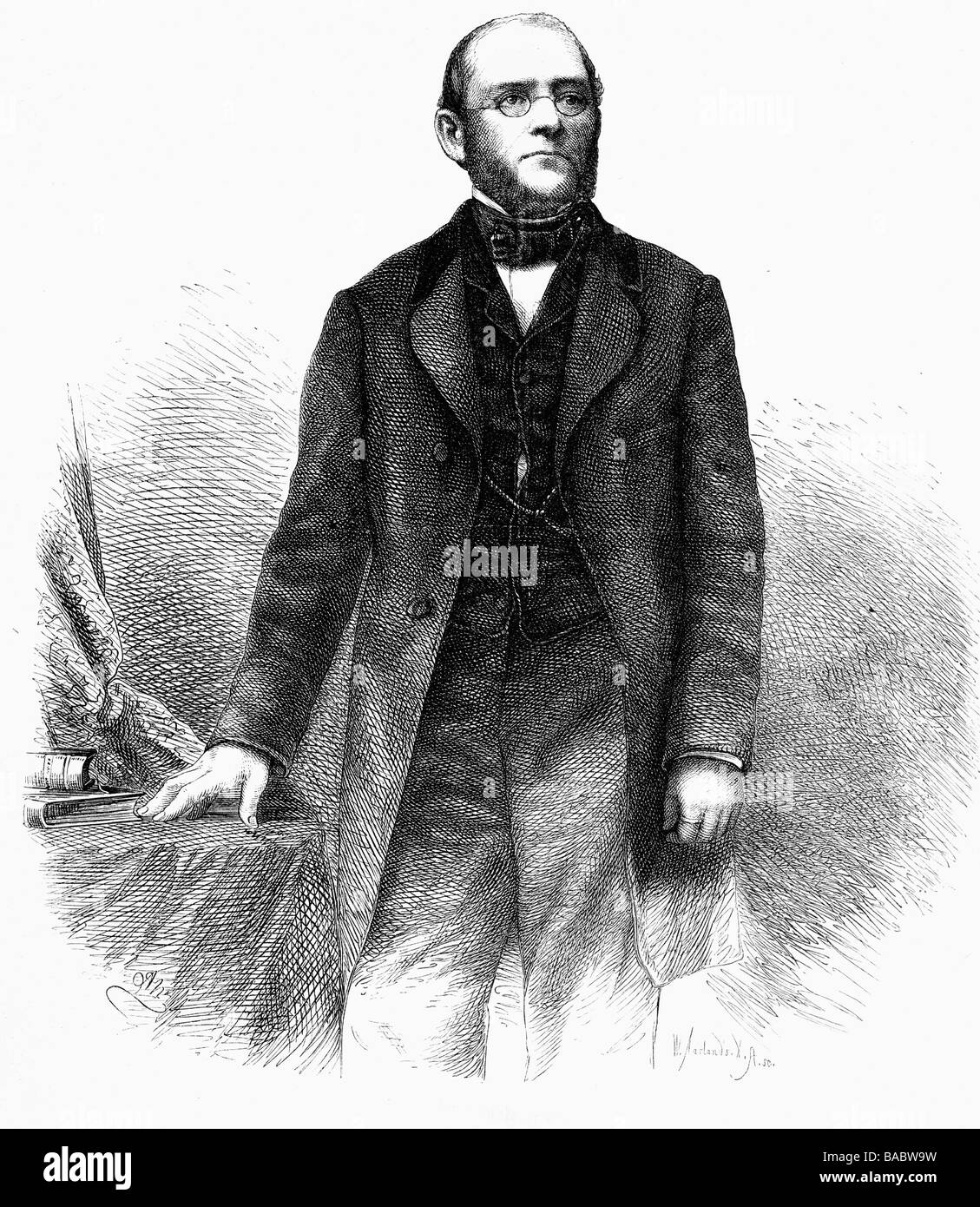 Rokitansky, Carl Baron von, 19.2.1804 - 23.7.1878, Bohemian physician, half length, wood engraving, after drawing by Adolf Neumann (1825 - 1884), Stock Photo