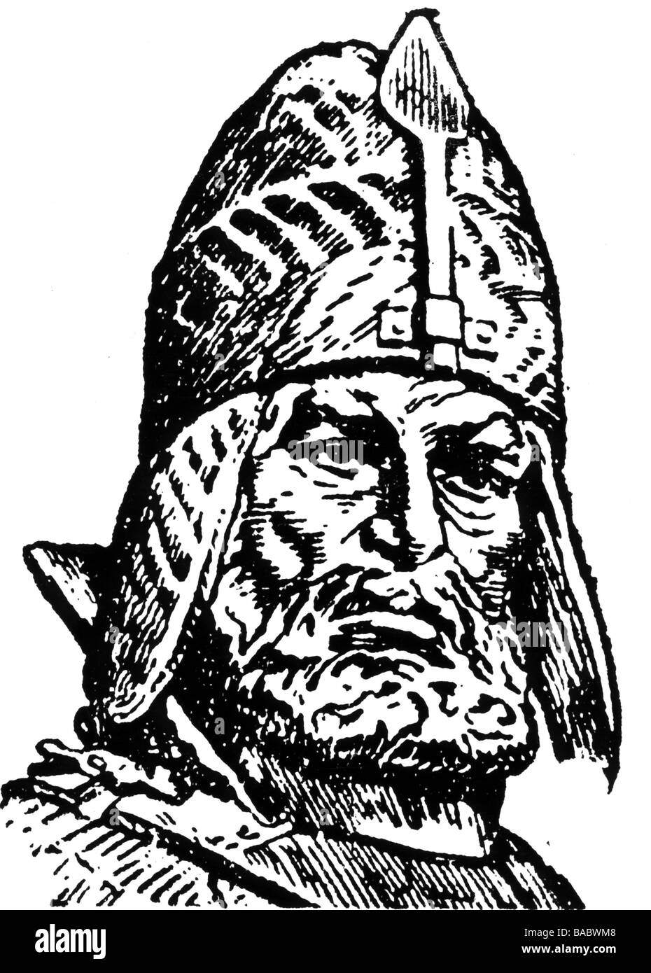 Yermak Timofeyevich, circa 1538 - 6.8.1585, Cossack leader, 'Conquerer of Sibiria', portrait, wood engraving, late 19th century, Stock Photo