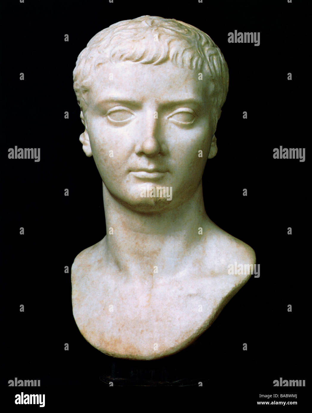Tiberius (Julius Caesar Augustus), 16.11.42 BC - 16.3.37 AD, Roman Emperor 19.8.14 - 16.3.37, portrait, bust, as young man, Museo Capitolino, Rome, , Stock Photo