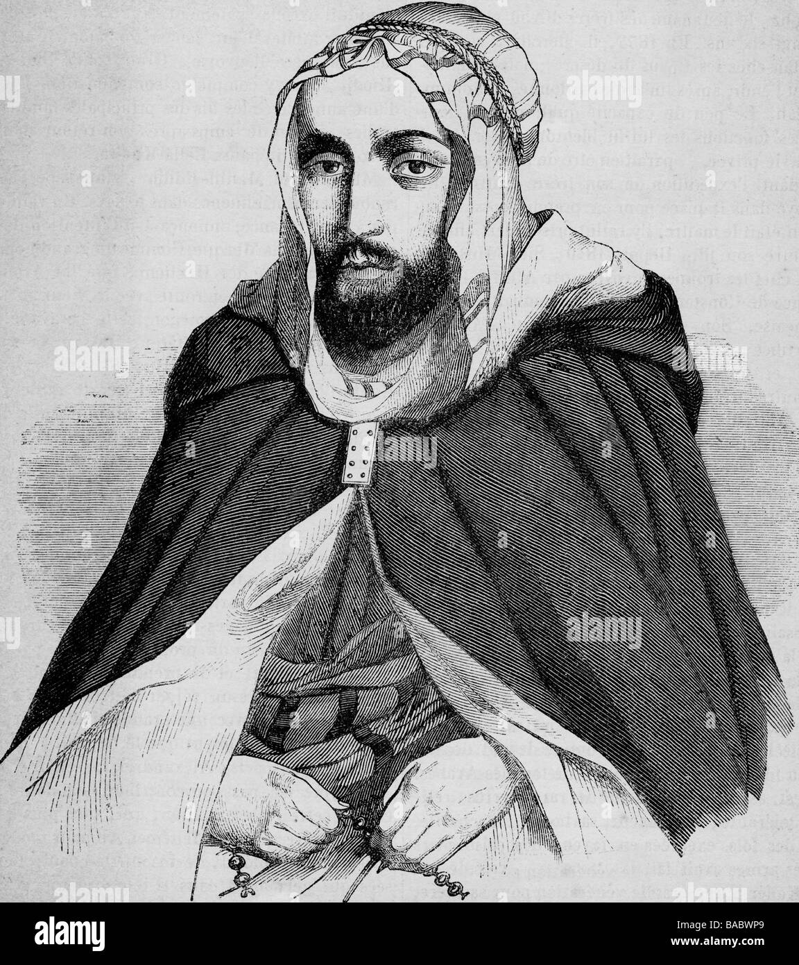 Abd al Qadir, 6.9.1808 - 26.5.1883, Algerian freedom fighter, half length, wood engraving, 19th century, , Stock Photo