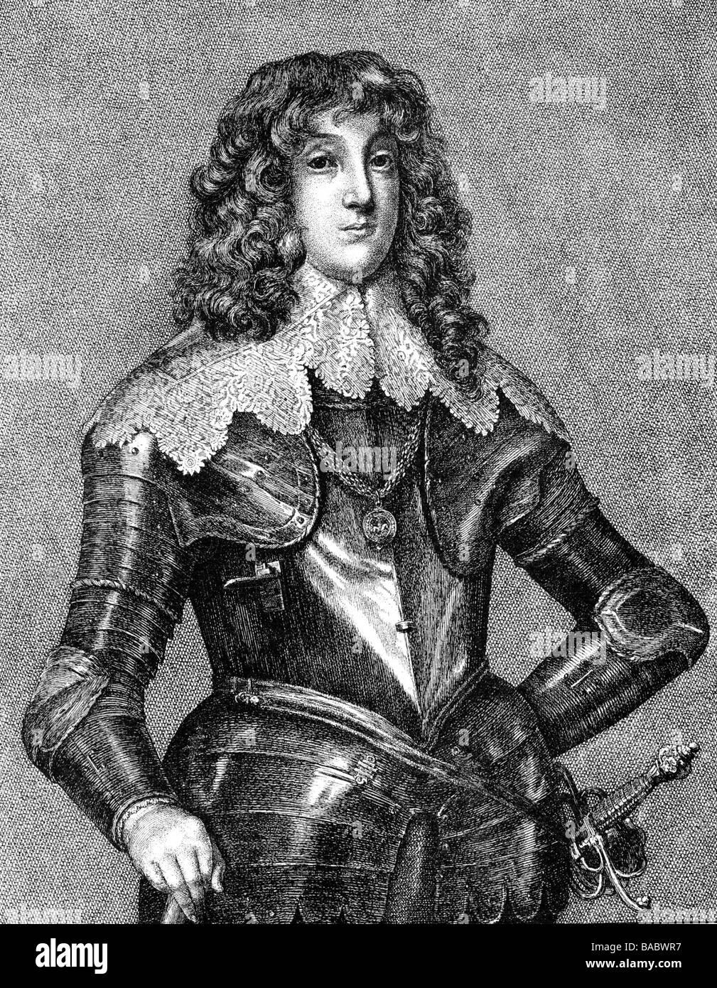 Charles I Louis, 22.12.1617 - 28. 8.1680, Elector of Palatinate  24.10.1648 - 28.8.1680, copper engraving by Wenzel Hollar, 17th century, , Artist's Copyright has not to be cleared Stock Photo