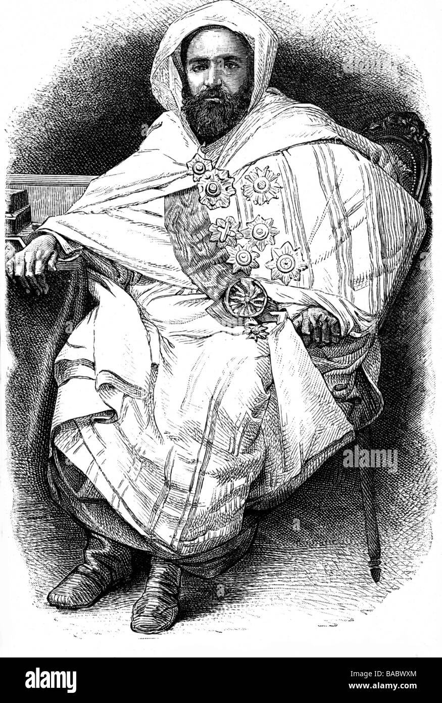 Abd al Qadir, 6.9.1808 - 26.5.1883, Algerian freedom fighter, full length, wood engraving, 19th century, , Stock Photo