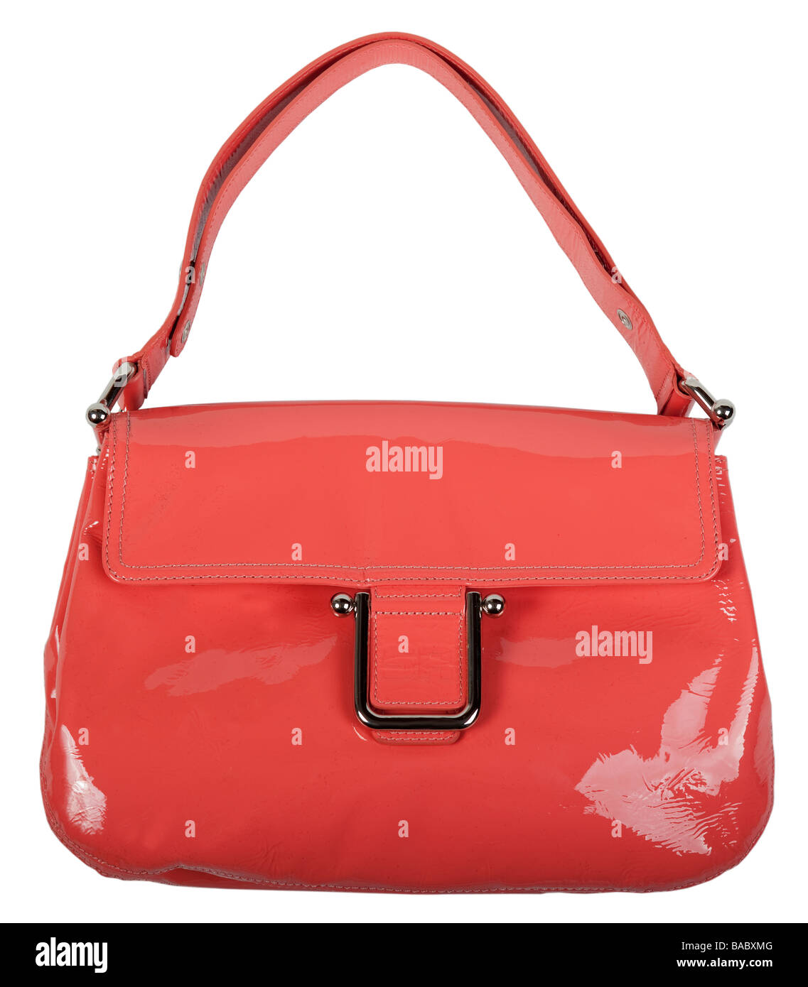 Red bag with handles on a white background Stock Photo Alamy