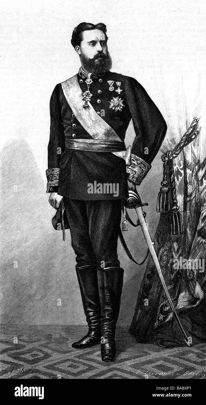 Carlos Maria de los Dolores, 30.3.1848 - 18.7.1909, claimant to the Spanish throne 13.1.1861 - 18.7.1909, full length, wood  engraving, circa 1870,  , Stock Photo