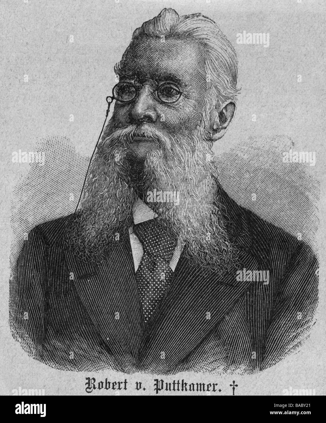 Puttkamer, Robert von, 5.5.1828 - 15.3.1900, German politician, portrait, wood engraving, 1900, , Stock Photo