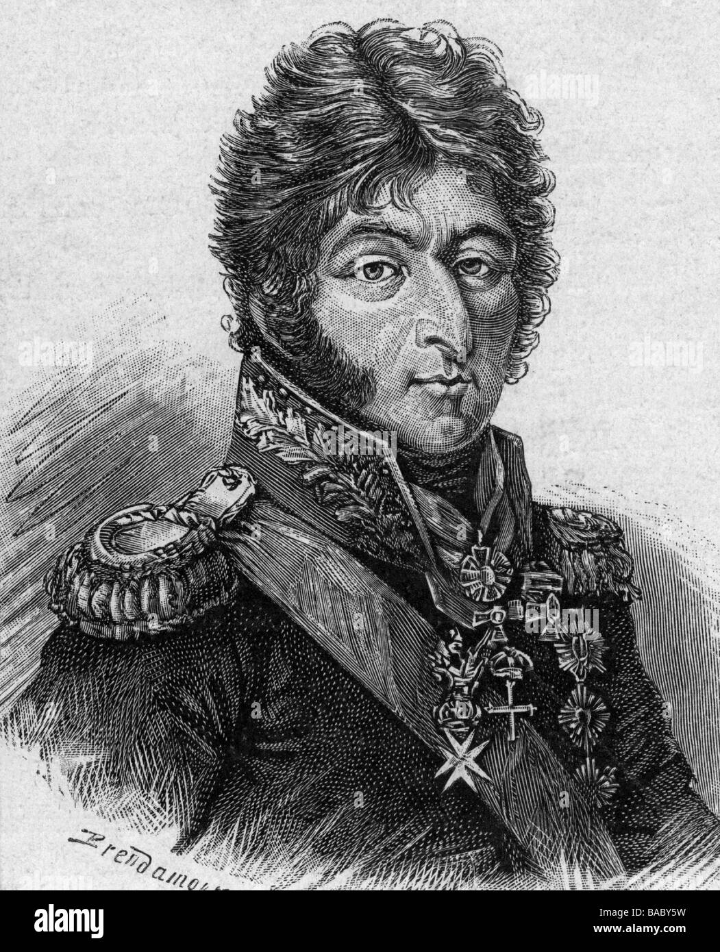Bagration, Pyotr Ivanovich, Prince, 1765 - 24.9.1812, Russian general, portrait, wood engraving after engraving by Vendramini, 19th century, Stock Photo