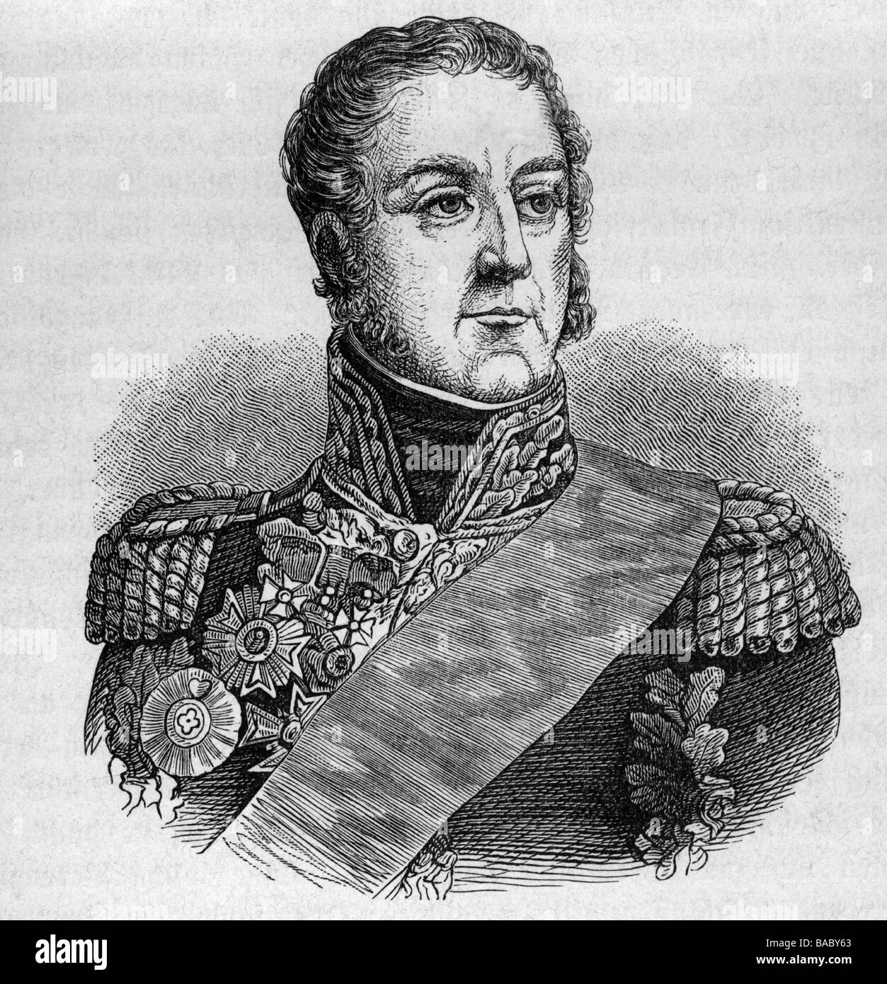 Mortier, Edouard Adolphe, 12.21768 - 28.7.1835, Fench general, portrait, wood engraving, 19th century, , Stock Photo