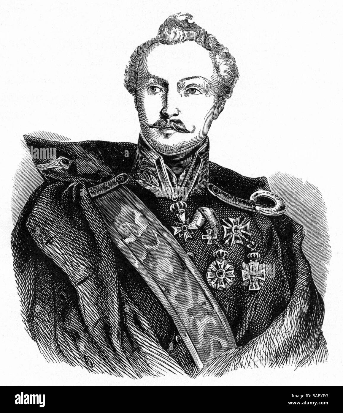Thurn und Taxis, Karl Theodor Prince of, 17.7.1797 - 21.6.1868, Bavarian general, portrait, wood engraving, 19th century, , Stock Photo