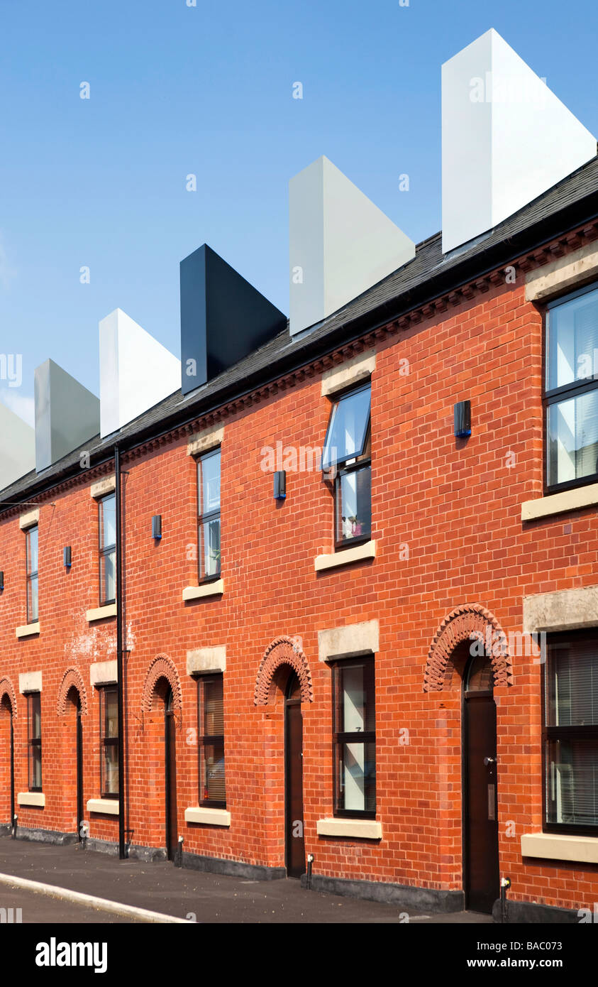 UK England Salford Langworthy Chimney Pot Park redeveloped urban terraced housing Stock Photo