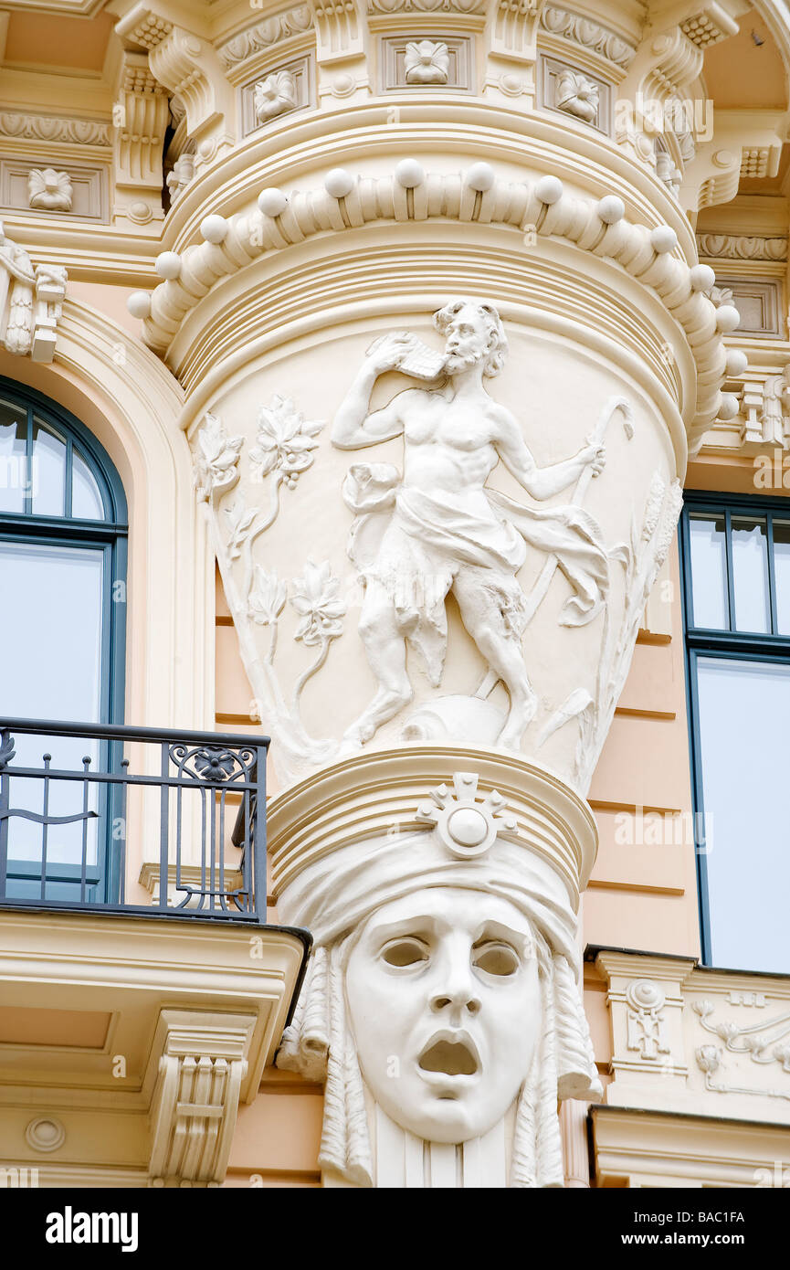 Latvia (Baltic States), Riga, the modern city, Art Nouveau in 13 Alberta iela Street Stock Photo