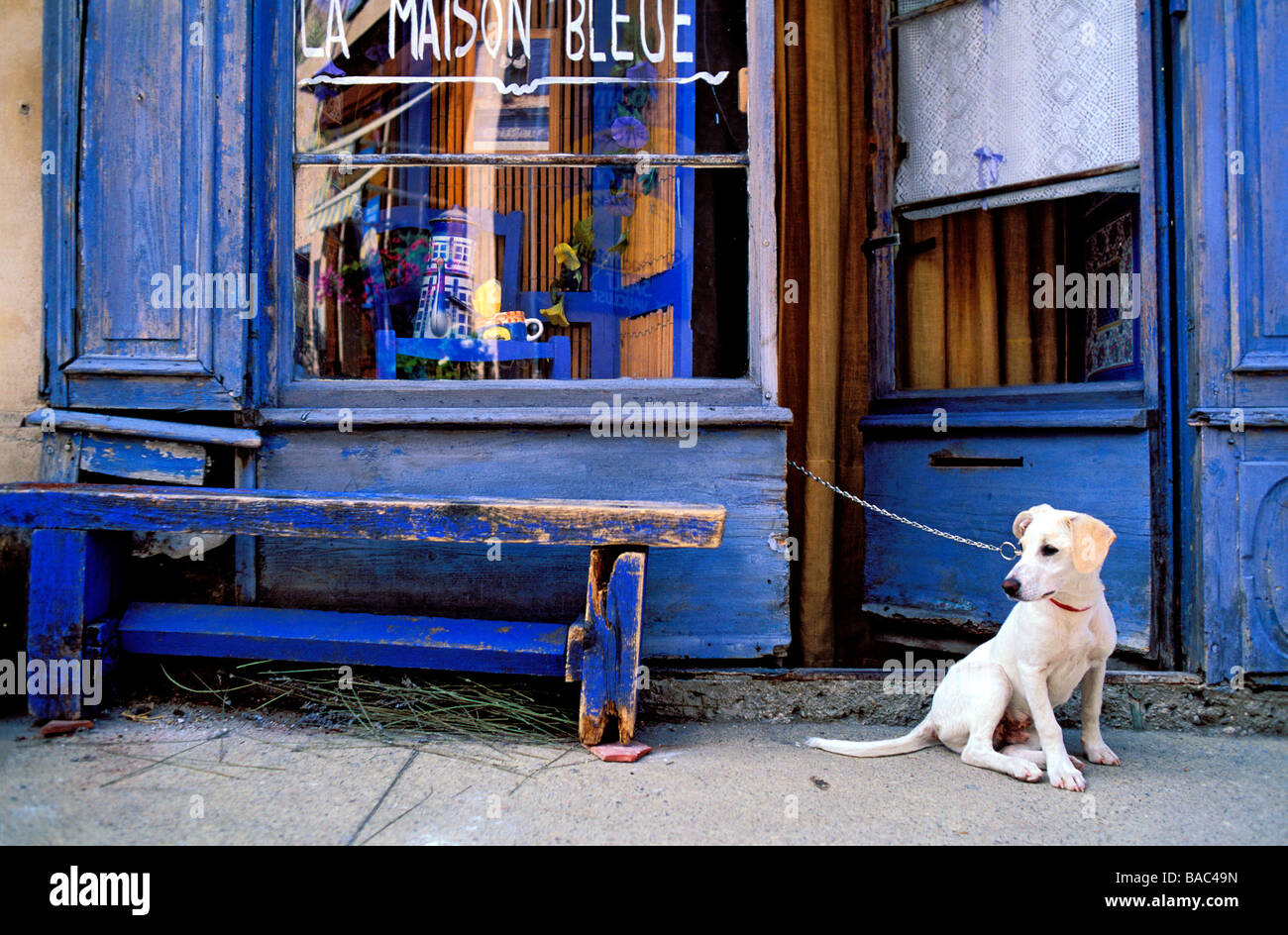 France, Vaucluse, Sault, the Maison Bleue (the Blue House) Stock Photo