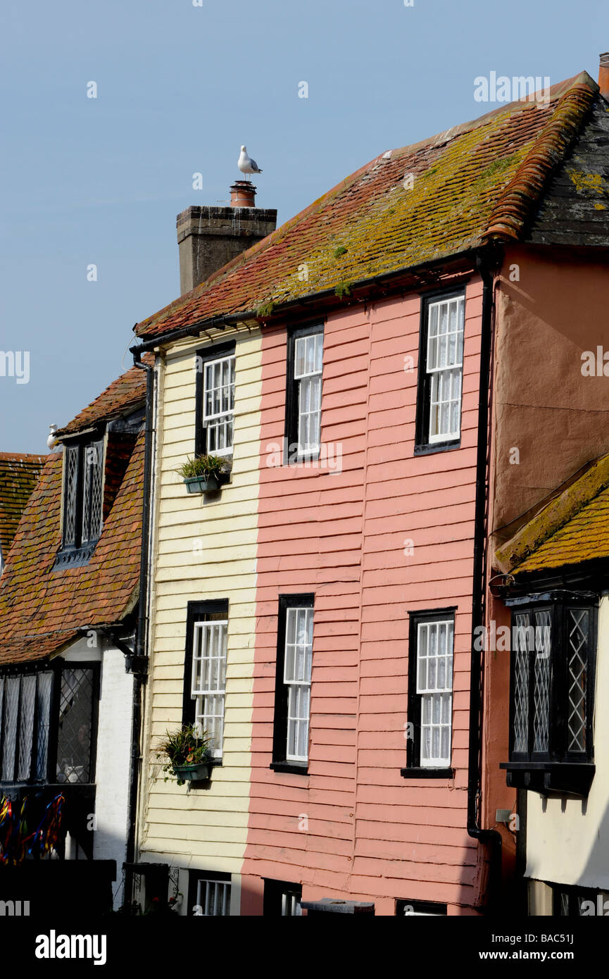 Pretty weather-boarded style houses in the Old Town area of Hastings in East Sussex, UK. Picture by Jim Holden. Stock Photo