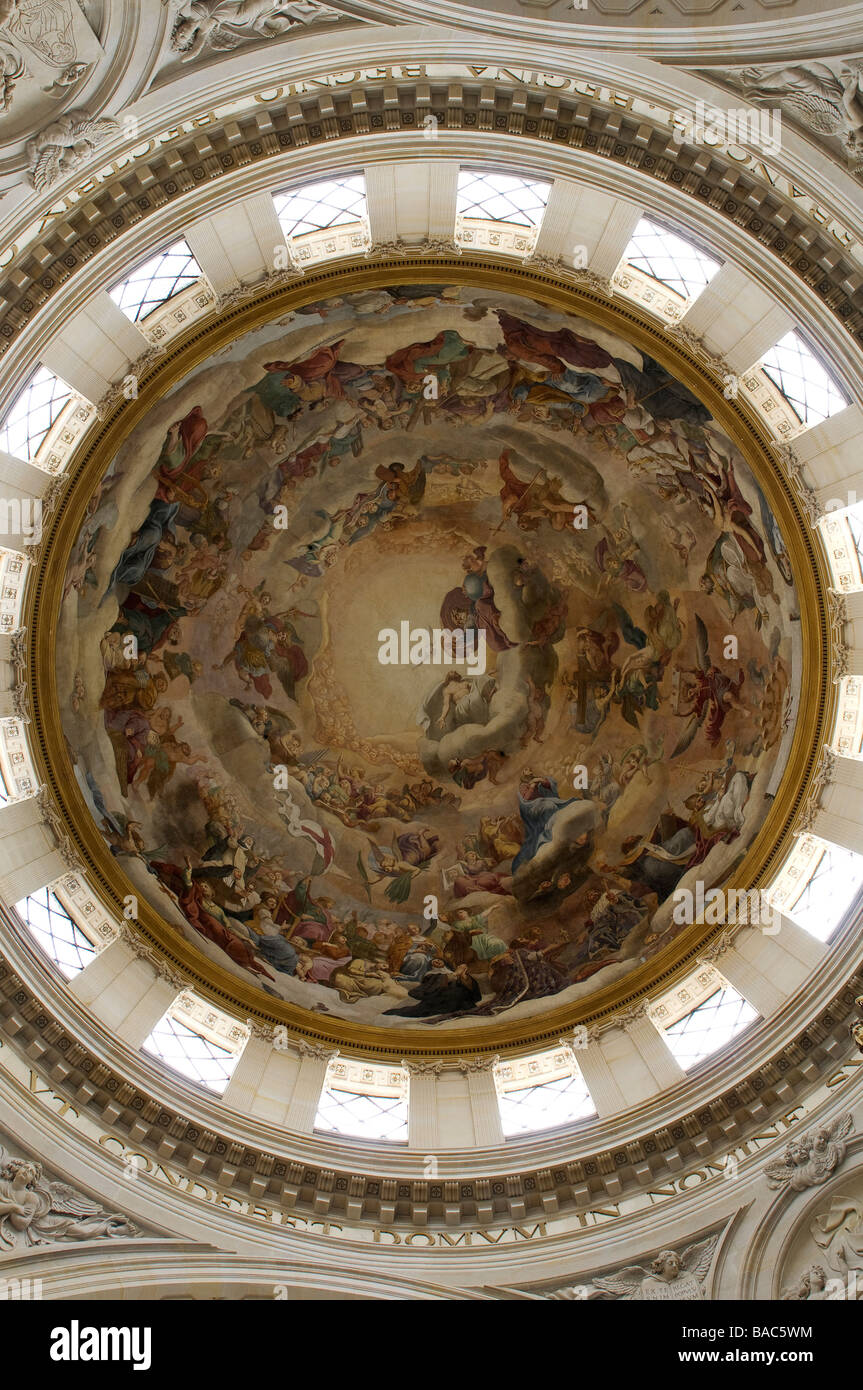France, Paris, the cupola of the church of the Val de Grace painted by Mignard Stock Photo