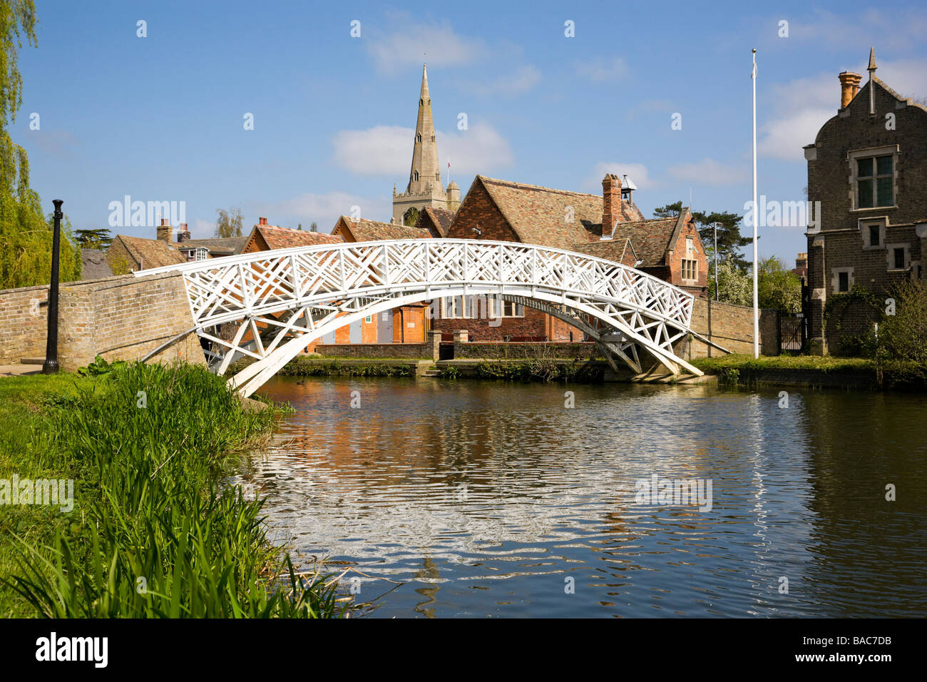 The Chinese Bridge and Church at Godmanchester Stock Photo