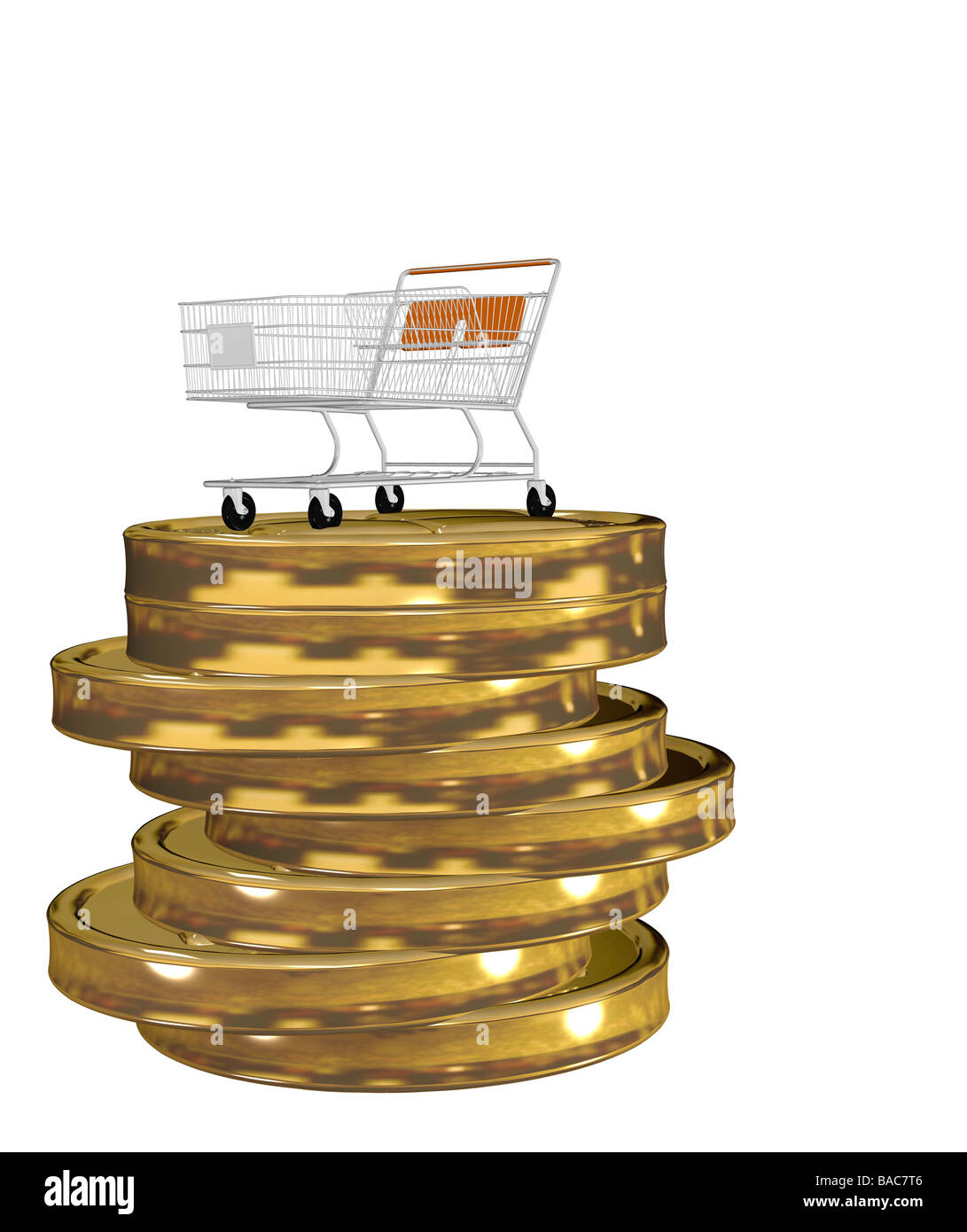 coins with shopping cart Stock Photo