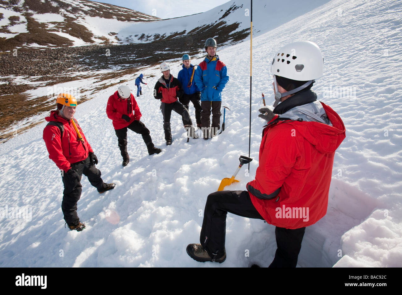 A member of the Scottish Avalanche Information Service demonstrates how