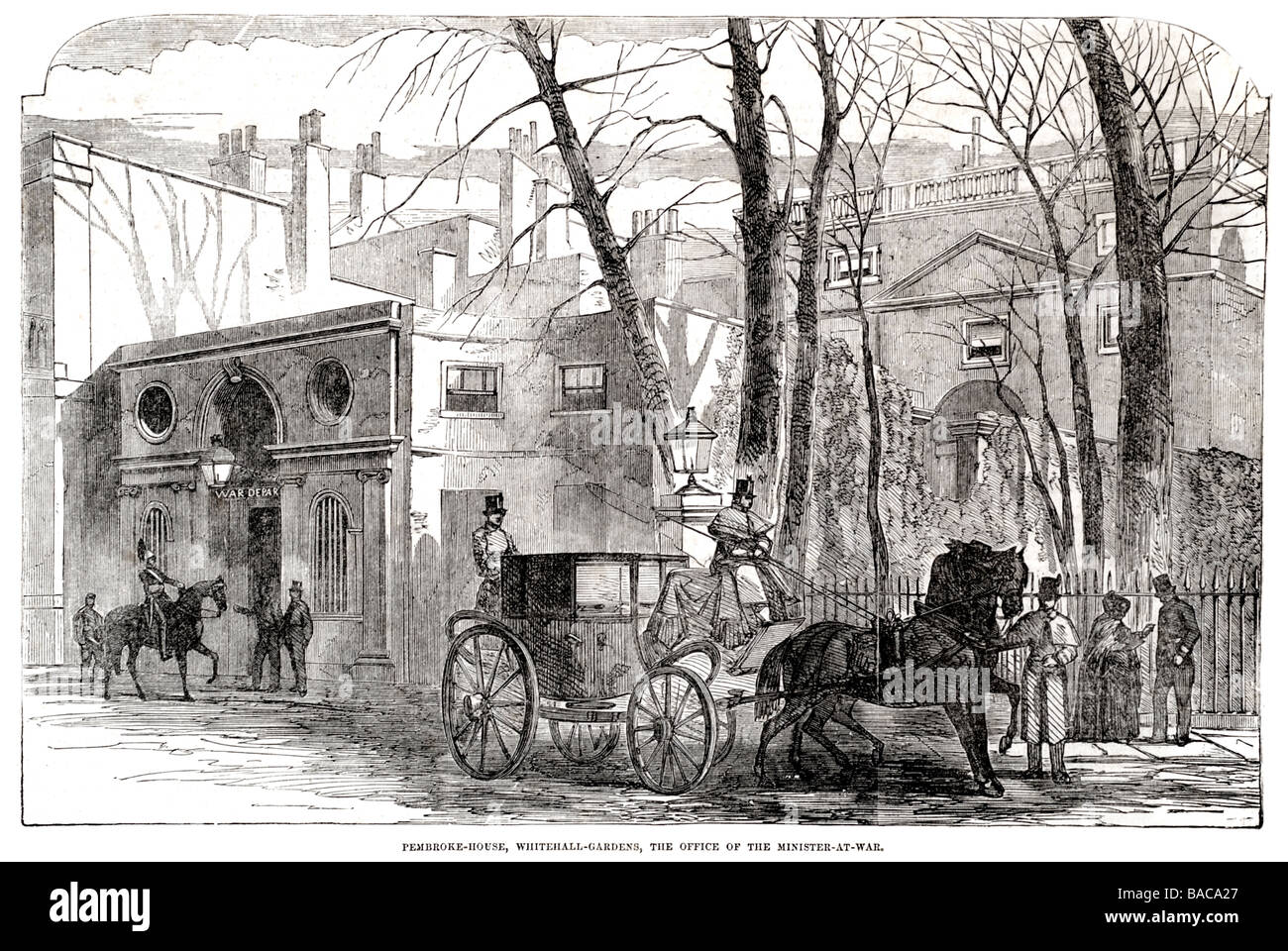 pembroke house whitehall gardens the office of the minister at war 1854 Stock Photo