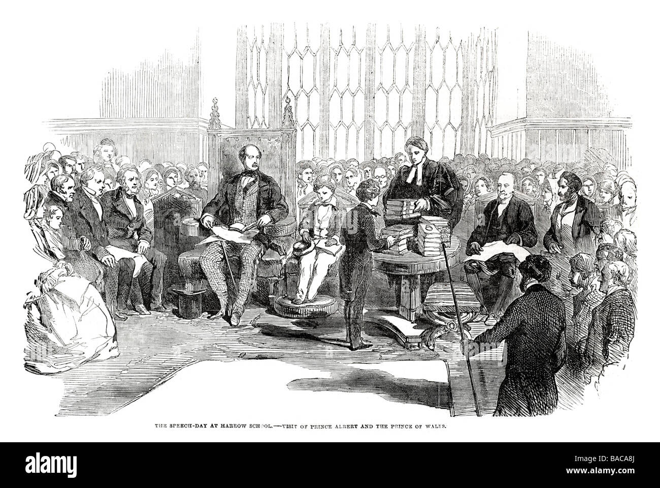 speech day at harrow school visit of prince albert and the prince of wales 1854 Stock Photo