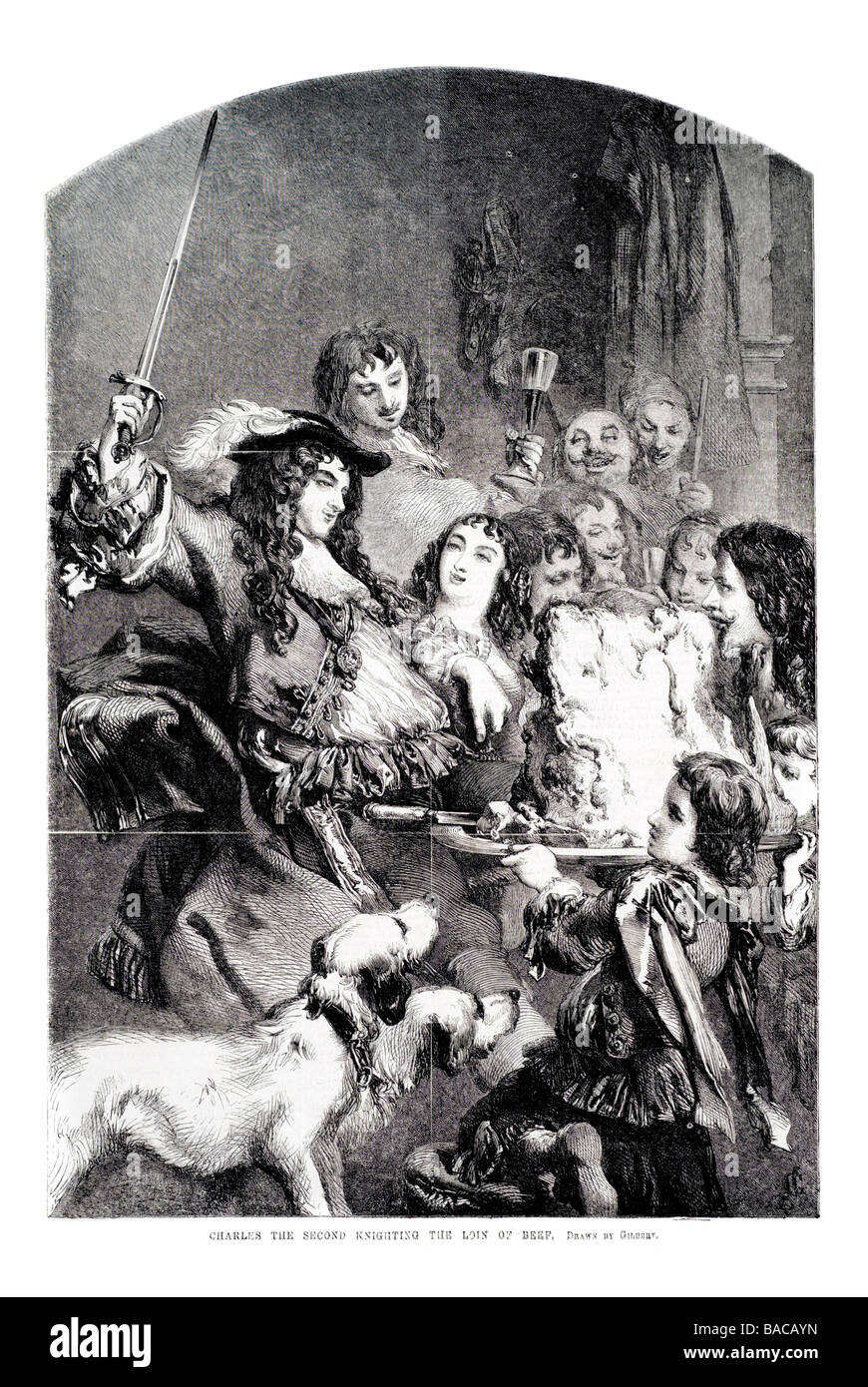 charles the second knighting the lion of beef 1854 Stock Photo