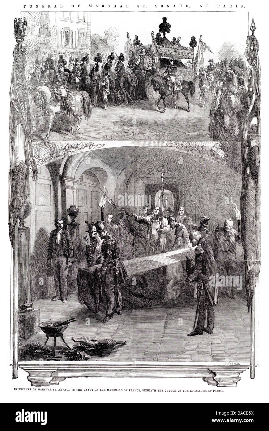 interment of marshal st arnaud in the vault of the marshals of france beneath the church invalides at paris 1854 Stock Photo
