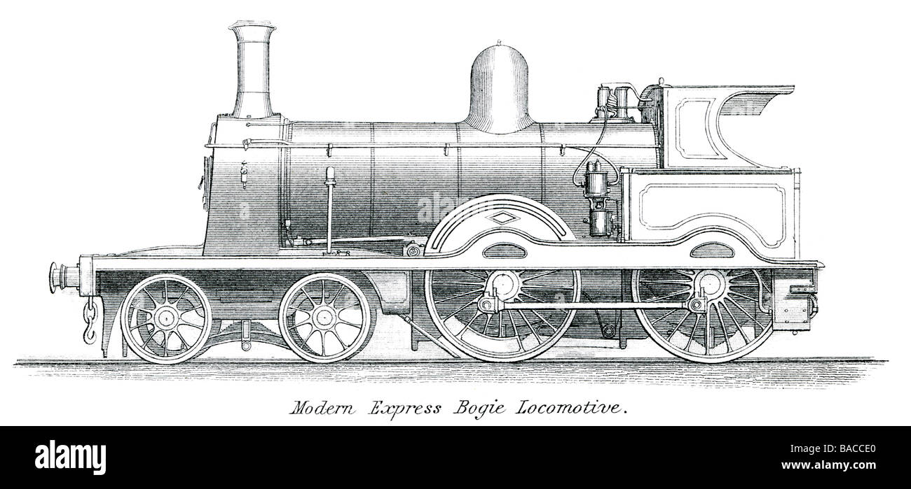 modern express bogie locomotive railway vehicle train transport steam engine travel tracks vehicle coach car Stock Photo