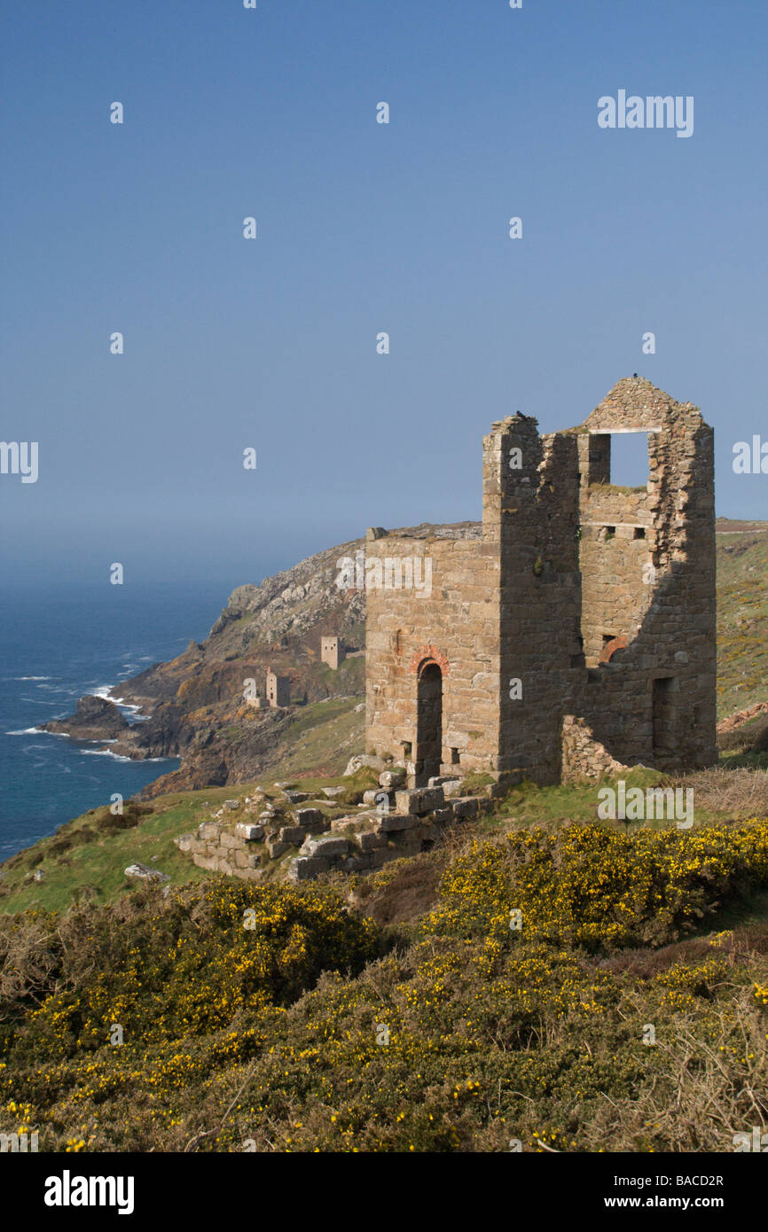 Ruins of Cornish tin mines near St. Just and Land's End Stock Photo