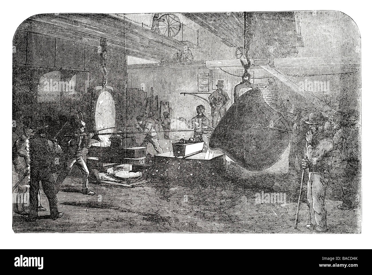 mortar casting at the regent canal ironworks foundry Messrs Grissell Government 1855 Stock Photo